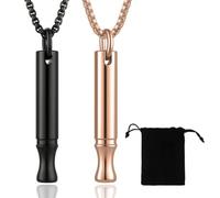 NJCXOLA 2 unidades para dejar de fumar,collar sin humo,para detener el tabaquismo,contra los ataques de pánico,cadena de respiración, collar para respirar,collar para no fumadores,Negro,oro rosa