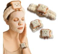 NJCXOLA 3 pcs Diadema para Lavarse la Cara Set mit Muñequera, de Muñequeras Esponja de Rizo Suave Maquillaje Cuidado de la Piel Diadema Antideslizante para Mujer - Beige