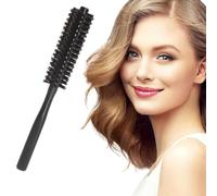 NJCXOLA Cepillo para el pelo de jabalí, 3,2 cm, pequeño redondo cepillo para el pelo con mango de madera natural cepillo rizado para mujeres cepillo de barba para hombres, negro