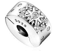 NJCXOLA Charms Mujer Sol Luna Estrella Plata de Ley 925 Circonita Cúbica Clip Perla Joyas Joyeria Compatible Pulseras Collares Brazaletes Cumpleaños Regalo Fiesta Madre Niñas