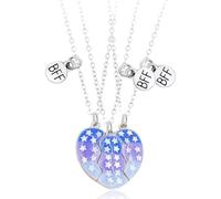 NJCXOLA Collar de 3 corazones rotos, colgante magnético para mejores amigas, regalo de amistad.