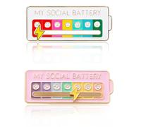 NJCXOLA Mi pin de batería social, 2 pines divertidos Para el estado de ánimo social, pines ajustables con 2 actitudes, Broches y alfileres elegantes para mujer (A)