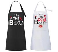 NJCXOLA Pack de 2 delantales de cocina Mr. & Mrs, delantal Mr and Mrs, delantal de cocina para parejas, regalos de boda para recién casados, para, aniversario, día de San Valentín para recién casados