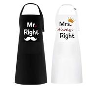 NJCXOLA Pack de 2 Mr & Mrs delantal, delantal de cocina para parejas, regalos de boda para recién casados, para aniversario, día de San Valentín, despedida soltera, regalo aniversario pareja