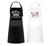 NJCXOLA Pack de 2 Mr & Mrs delantal, delantal de cocina para parejas, regalos de boda para recién casados, para, aniversario, día de San Valentín para recién casados, regalo aniversario pareja
