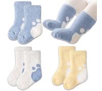NJCXOLA Pack de 3 Pares Calcetines Invierno Bebe, Calcetines Bebé, Calcetines Bebe Invierno Unisexo Antideslizante Grueso Medias Algodón