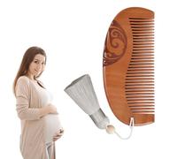 NJCXOLA Peine de parto para el dolor de parto, peine de parto Peine de parto grabado en madera Sin dolor Regalo esencial para primerizas para embarazadas(Plata, Cuentas de Bodhi)