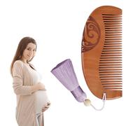 NJCXOLA Peine de parto para el dolor de parto, peine de parto Peine de parto grabado en madera Sin dolor Regalo esencial para primerizas para embarazadas(Púrpura, Cuentas de Bodhi)
