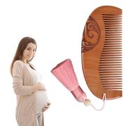 NJCXOLA Peine de parto para el dolor de parto, peine de parto Peine de parto grabado en madera Sin dolor Regalo esencial para primerizas para embarazadas(Rosa, Cuentas de Bodhi)