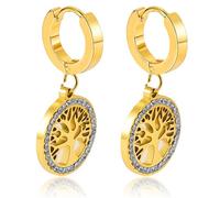 NJCXOLA Pendientes Mujer Árbol de la Vida Pendientes Chapada en Oro Pendientes Mujer Pendientes de Mujer Oro Pendientes Aro Árbol de la Vida Pendientes Oro