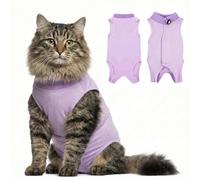 NJCXOLA traje de recuperación para gatos,traje de recuperación quirúrgica para gatos,body gatos postoperatorio hembra,traje de recuperación para heridas abdominales(Morado, L)