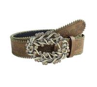 NJDQFA Cinturones Cowboy Mujer, Cinturón Marrón Bohemio Cinturón Mujer Occidental Vaquero, Cinturón Decorativo Vintage con En Relieve para Vaqueros, Pantalones, Vestido,Brown a,105CM/41.3''