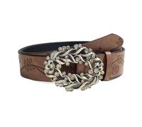 NJDQFA Cinturones Cowboy Mujer, Cinturón Marrón Bohemio Cinturón Mujer Occidental Vaquero, Cinturón Decorativo Vintage con En Relieve para Vaqueros, Pantalones, Vestido,Brown b,105CM/41.3''