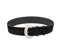 NJDQFA Cinturones De Piel para Mujer, Cinturón Ancho De Ante con Hebilla Plateada, Cinturones De Mujer Gamuza Marrón para Pantalones Vaqueros, Vestidos, Suéter, Regalo,Negro,110CM/43.3''