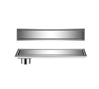 NJDQFA Rejilla Extraíble Desague Ducha,Canaleta De Ducha Suelo Porcelánico para Reforma Baño,Acero Inoxidable Desagüe De Suelo Invisible,Plata,10 * 40cm