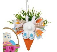 Njidher Coronas de Pascua para puerta de entrada, decoración de primavera artificial, corona de cola de conejo, para exterior, porche, jardín, ventana, fiesta, boda,