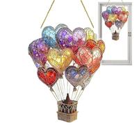 Njidher Globo Aerostático,Colgante de Acrílico de Globos con Vitrales Colgable - Adornos Acrílicos De Exterior para Jardín Y Porche
