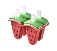 Njidher - Moldes de helado para | 4 moldes en forma de sandía con palos - Silicona alimentaria fácil desmolde, caja de almacenamiento para yogur jalea postres caseros