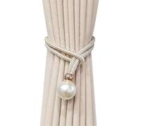 NJIEzhao Adjustable Pearl Curtain Tieback Accessories Creative Household Buckle Tie Rope Abrazaderas para Cortinas de Cuerda(White)