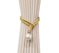 NJIEzhao Adjustable Pearl Curtain Tieback Accessories Creative Household Buckle Tie Rope Abrazaderas para Cortinas de Cuerda(Golden)