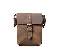 NJIEzhao Bolso bandolera pequeño de piel Bolso pequeño de cuero Vintage for hombre, bandolera for teléfono, ocio al aire libre, Mini bolso mensajero ligero piel vaca Crazy Horse for jóvenes