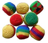 NJIEzhao Footbag Tejido a Mano 6PCS Hand-Made Knitted Hacky Sack,Multicolored Geometric Pattern,Ready-to-Use Sacks