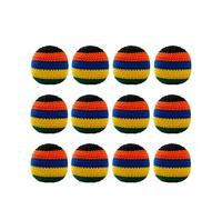 NJIEzhao Footbag Tejido a Mano Bright Striped Handmade Crochet Juggling Balls Soft Durable Footbag Sacks Stress Relief(Random Color 12 Pcs)