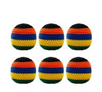 NJIEzhao Footbag Tejido a Mano Bright Striped Handmade Crochet Juggling Balls Soft Durable Footbag Sacks Stress Relief(Random Color 6 Pcs)
