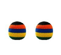 NJIEzhao Footbag Tejido a Mano Bright Striped Handmade Crochet Juggling Balls Soft Durable Footbag Sacks Stress Relief(Random Color 2 Pcs)