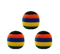 NJIEzhao Footbag Tejido a Mano Bright Striped Handmade Crochet Juggling Balls Soft Durable Footbag Sacks Stress Relief(Random Color 3 Pcs)