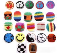 NJIEzhao Footbag Tejido a Mano Colorful Handmade Knitted Footbag Set Crochet Woven Kick Ball with Soft Wool Sandbags for Outdoor and Indoor(24pcs)