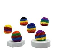 NJIEzhao Footbag Tejido a Mano Rainbow Crochet Handmade Knitted Ball Cute Sandbag For Soft Woven Kick For Outdoor