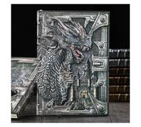 NJIEzhao Libreta A5 con diseño de dragón tridimensional en 3D, estilo retro, relieve poliuretano grueso, for diario, material oficina Diario bloqueable(Multicolor A)