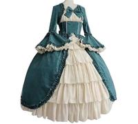 NJIEzhao Roba de Hexen Vintage Vestidos medievales Vestido de corte gótico dama real lolita Cuello cuadrado Cintura ajustada mujer con lazo Ropa(Color 3,M)