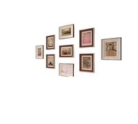 NJIEzhao Set de Marcos para Fotos Hermosa Pared de Fotos, Marcos y álbumes, Marco, Boda Jiugongge Simple Moderna, combinación(White Wood Brown-B)