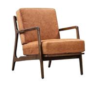 NJIEzhao Sillón de Madera Leather Accent Chair - Armchair with Walnut Wood Frame Forward Lounge Seating For Living Room