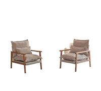 NJIEzhao Sillón de Madera Modern Cloud Upholstered Armchair Set of 2 with Lumbar Pillow, 6.3 Inch Thick Seat Cushion, Reading Chair with Wooden Armrests