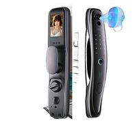 NJJIHUI Tuya Smart 3D Face Door Lock Security Face & Camera Monitor Inteligente Huella Digital Contraseña Biométrica Desbloqueo de Llave electrónica(Q8R-Gold-30-240-6068)