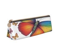 njkhbolk Bolsa de almacenamiento de piel con estampado de mariposas y arco iris, estuche con cremallera para lápices, bolígrafos, maquillaje