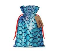 njkhbolk Bolsa de regalo con estampado de escamas de pez sirena azul océano, suministros para fiestas de eventos, también se puede utilizar para regalar
