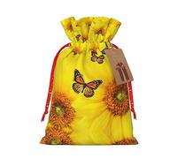 njkhbolk Bolsa de regalo impresa flores amarillas mariposas, suministros de fiesta, también se puede utilizar para regalar