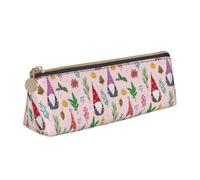 njkhbolk Cute Gnomo 1 - Bolsa de almacenamiento de piel con diseño de triángulo, estuche con cremallera para lápices, bolígrafos, maquillaje