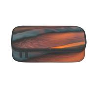 njkhbolk Estuche con estampado de atardecer en la playa, gran capacidad, caja de papelería ligera portátil