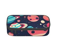 njkhbolk Estuche con estampado de planetas espaciales, gran capacidad, caja de papelería ligera portátil