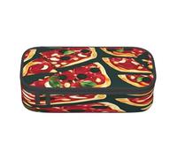 njkhbolk Estuche para lápices con estampado de pizza, gran capacidad, portátil y ligero