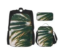 njkhbolk Juego de mochila 3 en 1 con estampado de palmeras de Los Ángeles con bolsa de almuerzo y estuche para lápices, adecuado para trabajo, picnic, viajes, Negro -, Talla única