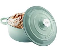 Njörd & Freya - Cazuela de Hierro Fundido, 24 cm de Diámetro, Cacerola con Tapa, Olla de Hierro Fundido, Revestimiento Esmaltado, Apto para Todo Tipo de Cocinas e Inducción