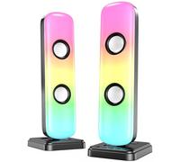 NJSJ Altavoces de computadora para Escritorio, Altavoces estéreo de Alta fidelidad de 20 W con Bluetooth y conexión Auxiliar de 3.5 mm, Luces RGB controlables, Altavoces de PC alimentados por
