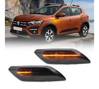 njssjd Intermitentes Laterales LED Secuenciales para 2021+ D-acia Sandero III Stepway III, Jogger, Logan III, R-enault Taliant, Luces Repetidoras Dinámicas, E-Mark, Canbus, 1 Par (Lente Ahumada)