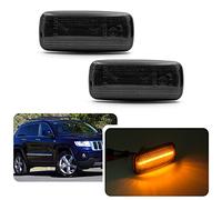 njssjd Luces LED de repetidores de indicadores laterales para Jeep Grand Cherokee Commander Compass Patriot Chrysler 300C, señal de giro delantera en ámbar, lámpara de lente ahumada